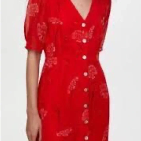 Wilfred | Floral Flame Scarlet Button Front Mini Dress - Picture 8 of 9